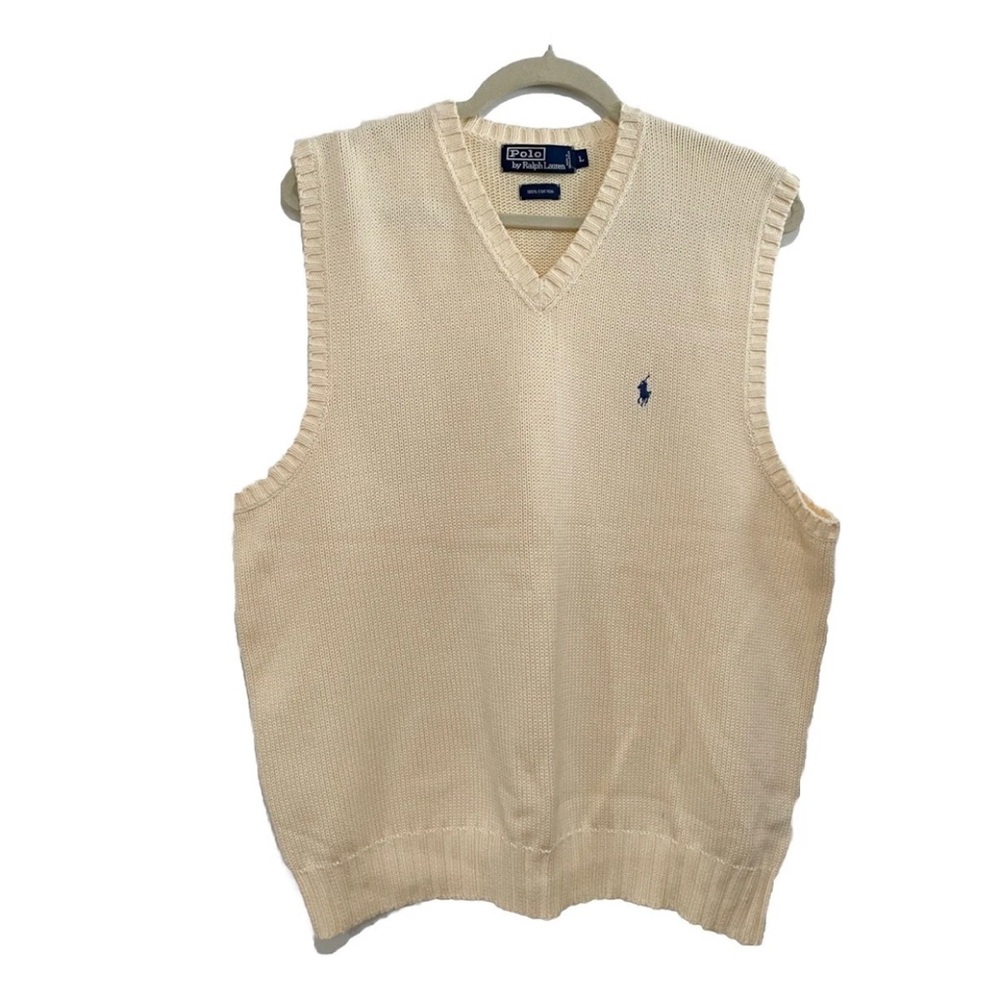Polo Ralph Lauren Cream Knit Sweater Vest Size Large